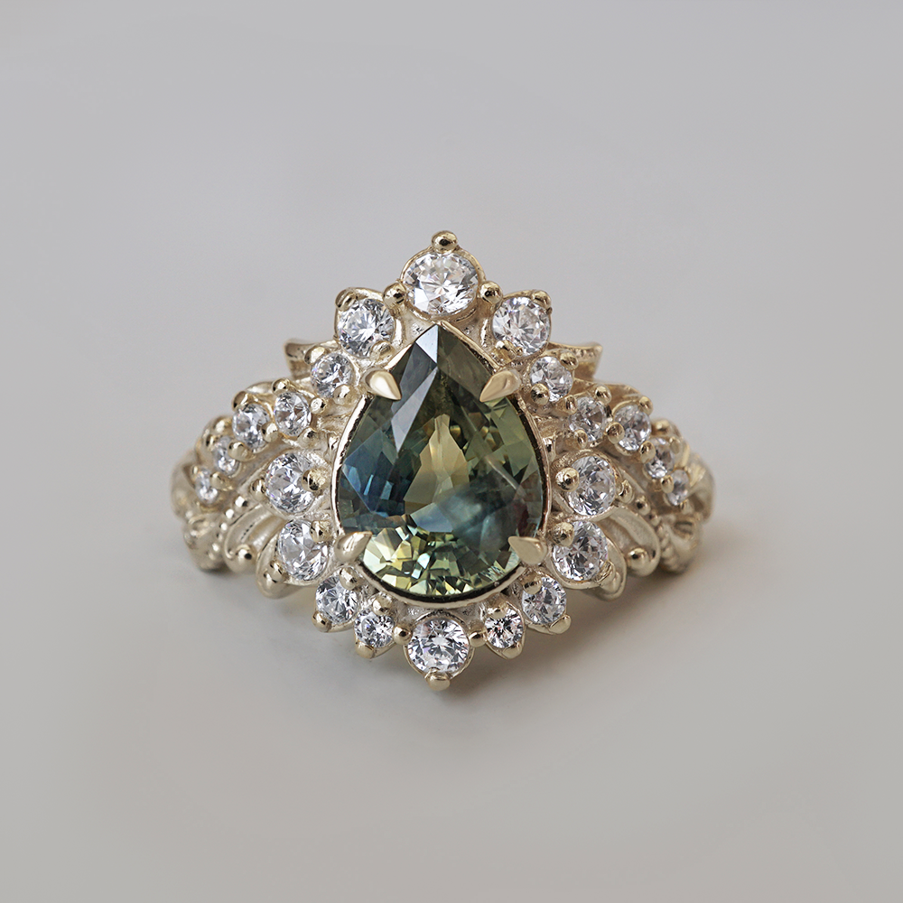 One Of A Kind: After The Storm Bi-Color Sapphire Diamond Ring in 14K and 18K Gold
