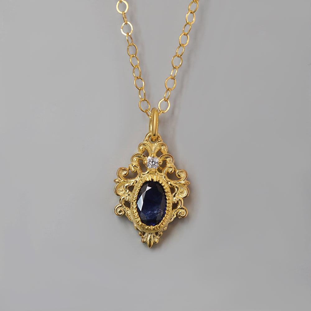 Midnight Crown Blue Sapphire Necklace in 14K and 18K Gold