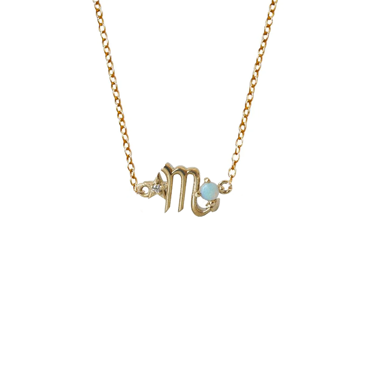 14K Scorpio Horoscope Birthstone Necklace (Opal + Citrine)