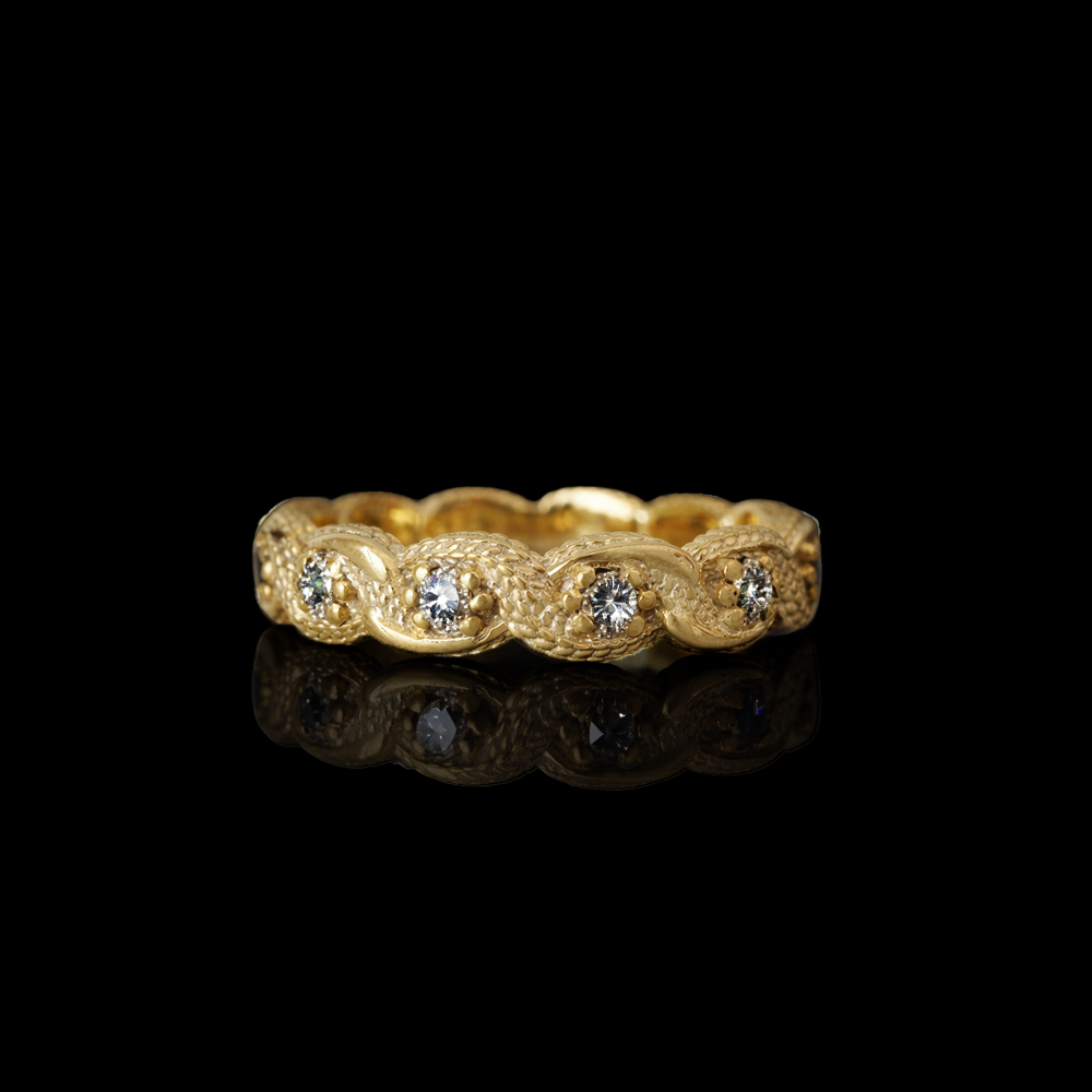 Serpent Crest Diamond Ring in 14K and 18K Gold, 4.5mm