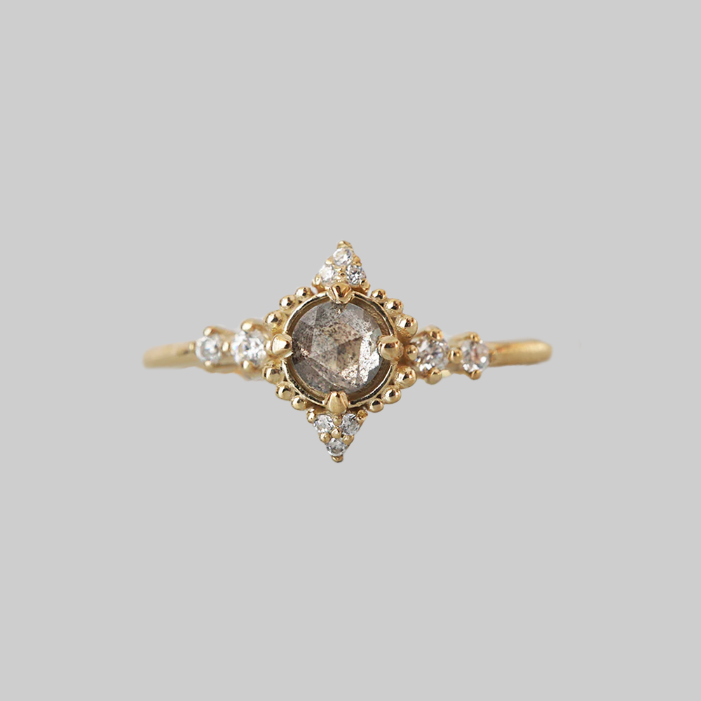 Shadowlight Salt & Pepper Diamond Ring in 14K Gold