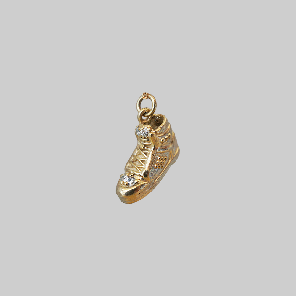 Sole Mate solid gold high-top sneaker charm with natural diamonds, alternate view
