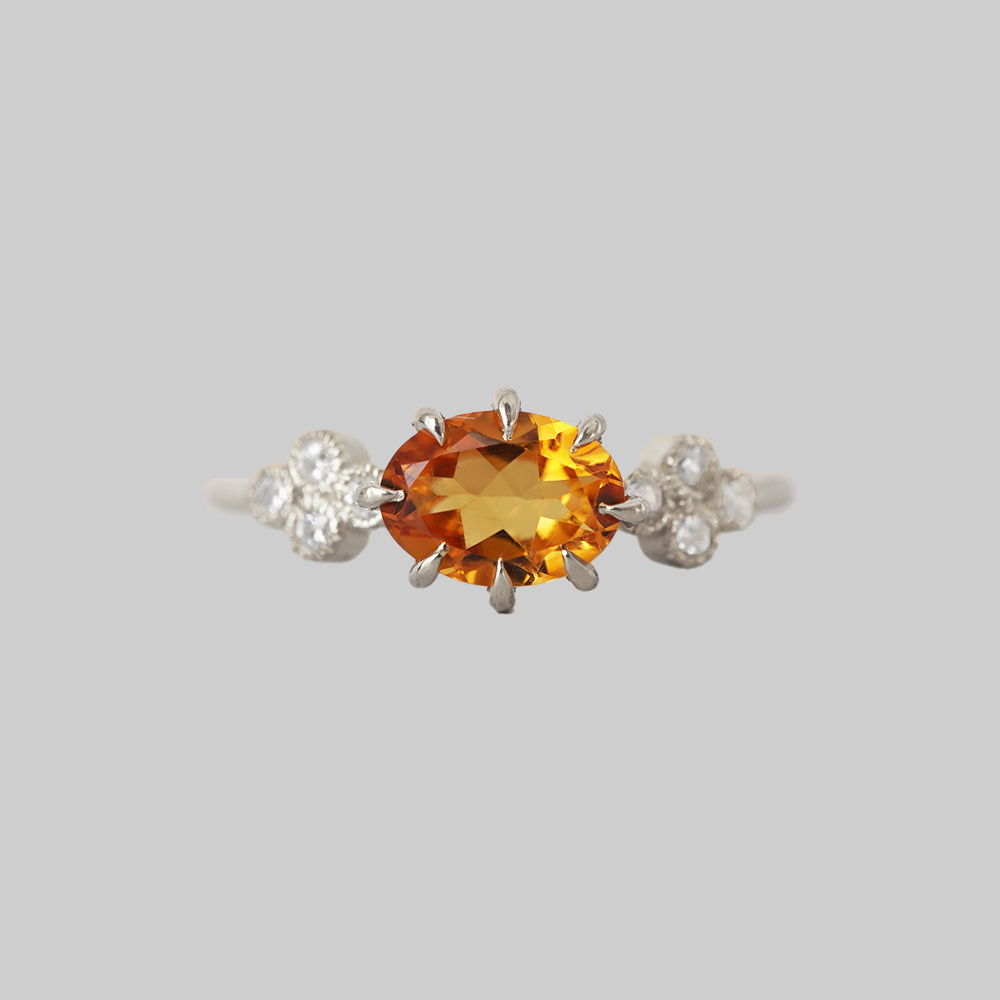 Oval Citrine Solaris Ring in Sterling Silver