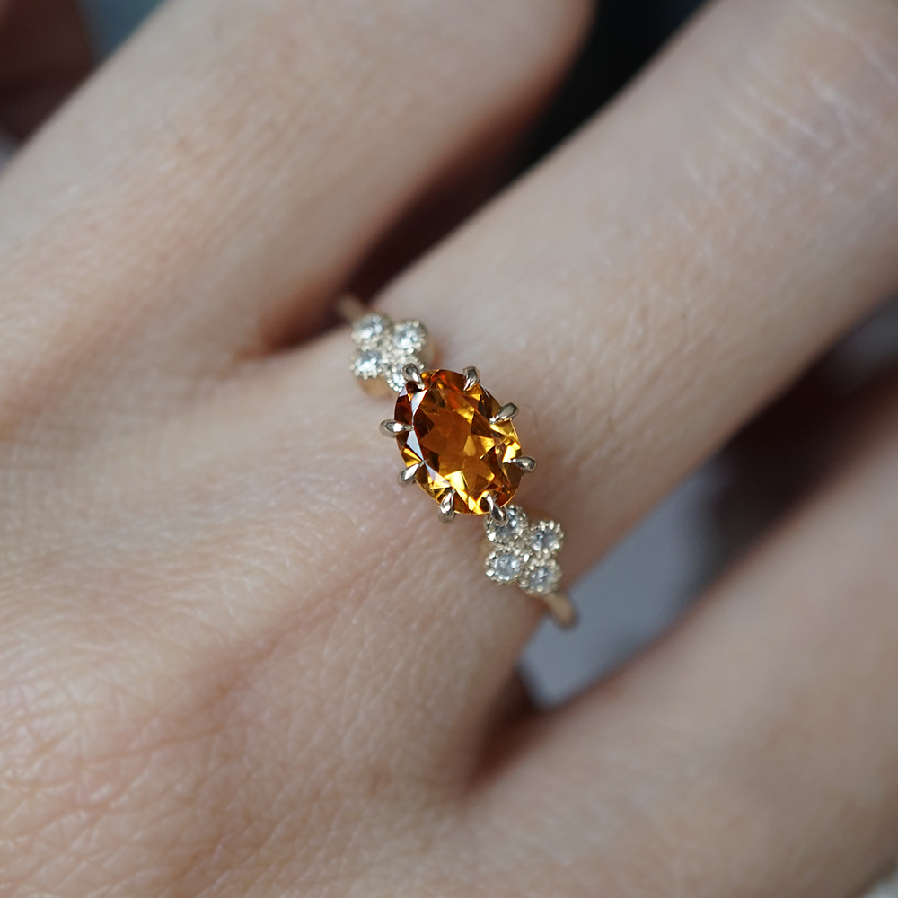 Oval Citrine Solaris Ring in Sterling Silver