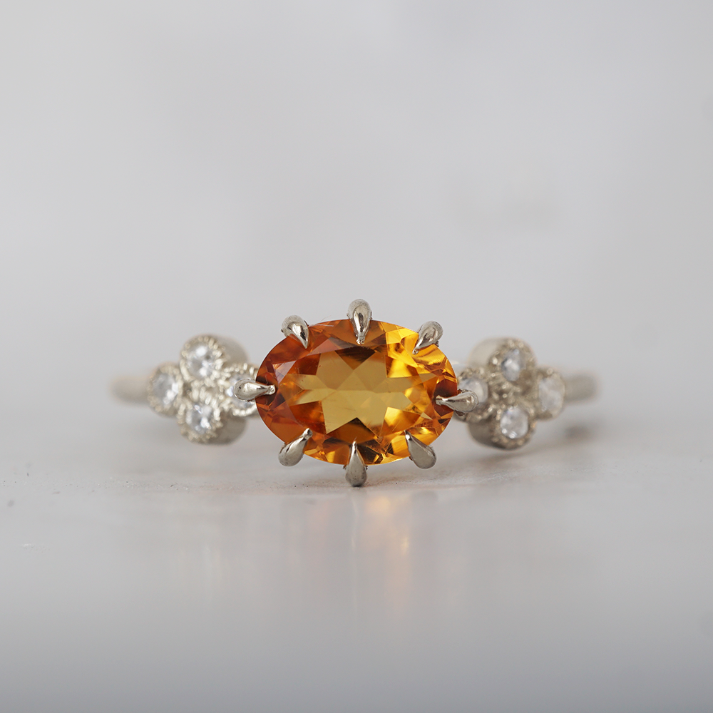 Oval Citrine Solaris Ring in Sterling Silver