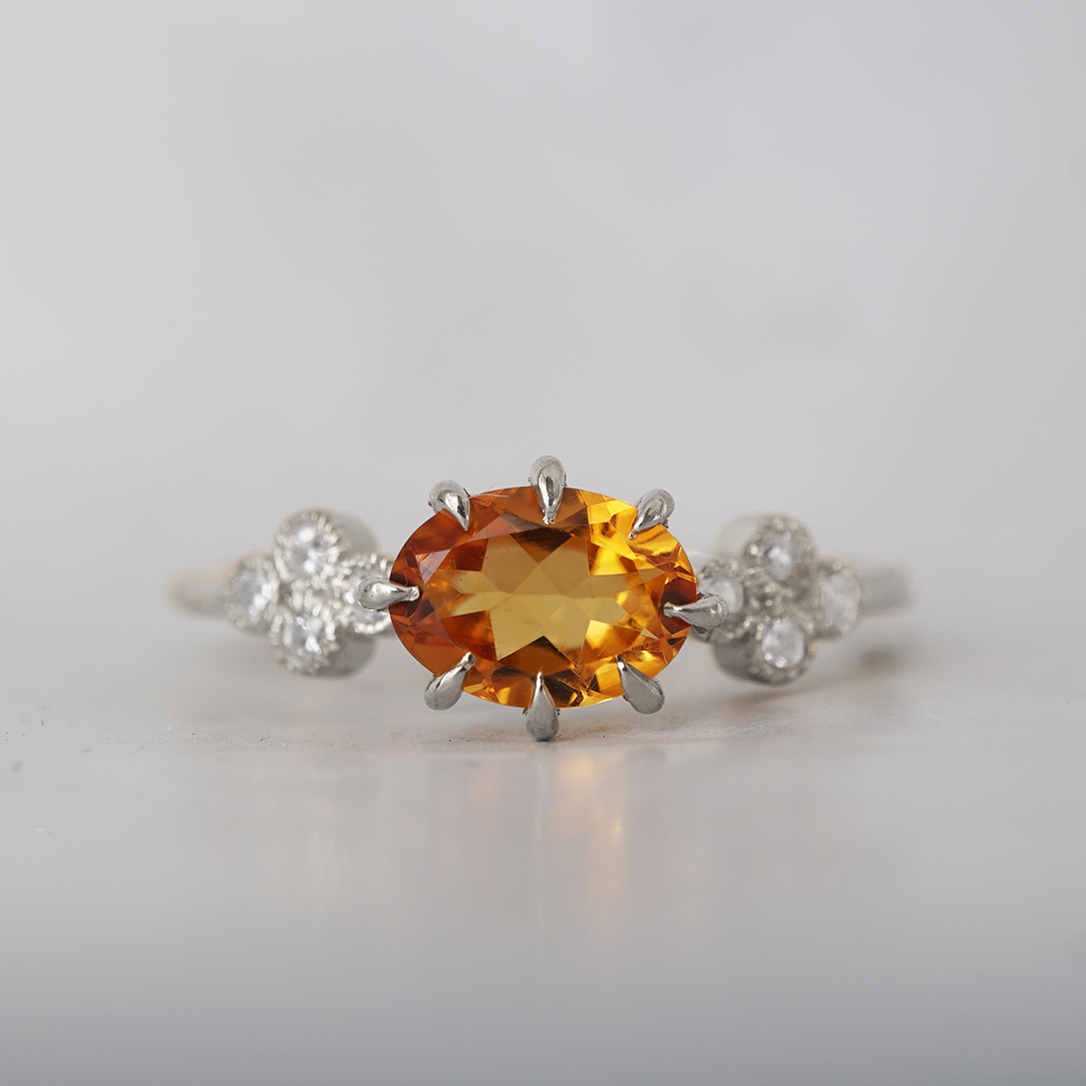 Oval Citrine Solaris Ring in Sterling Silver
