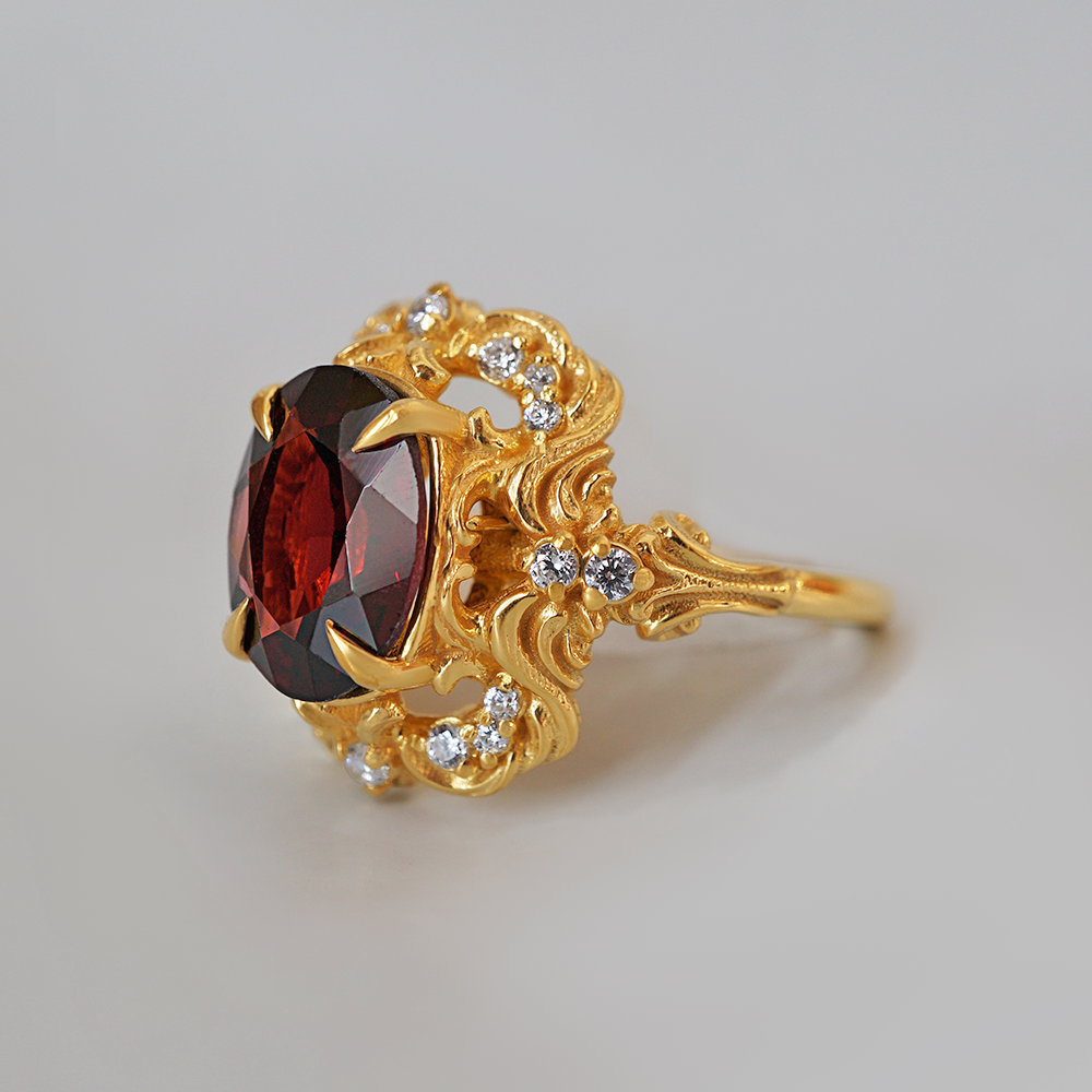 Garnet Sonata Diamond Ring in 14K and 18K Gold