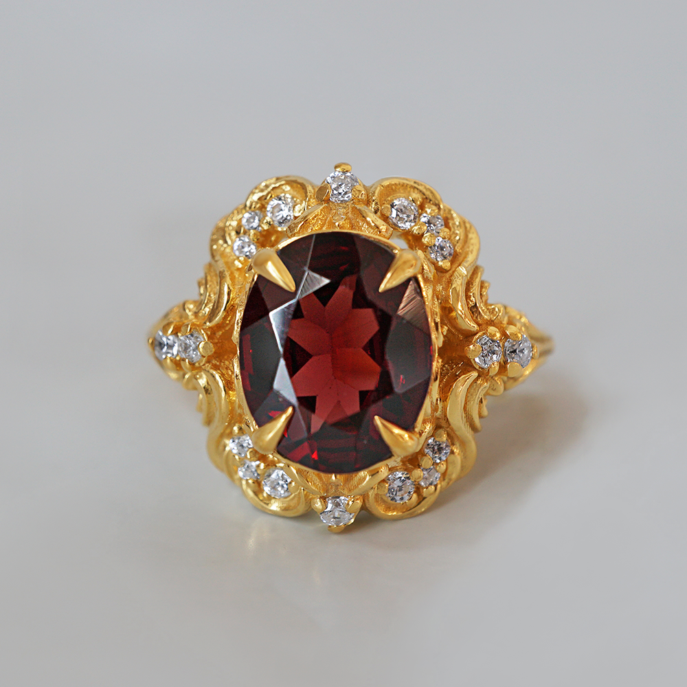Garnet Sonata Diamond Ring in 14K and 18K Gold