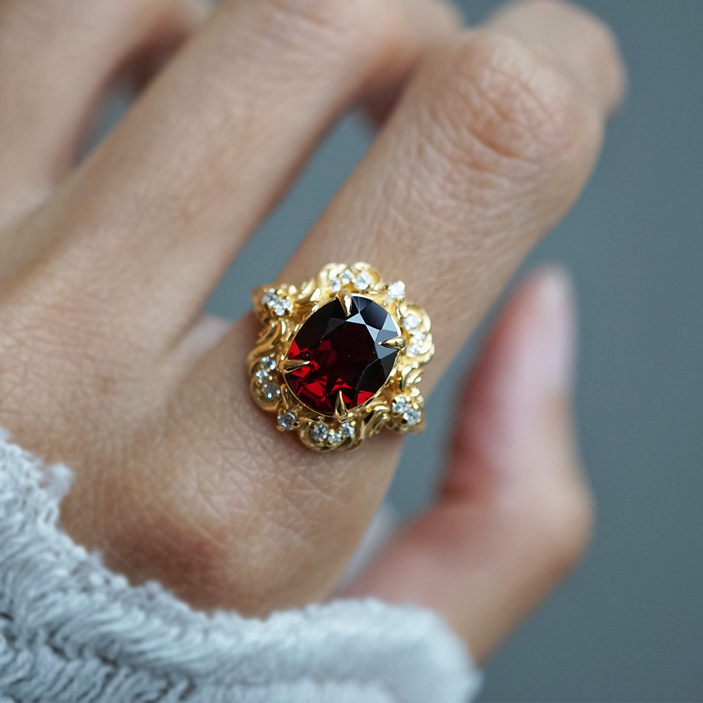 Garnet Sonata Diamond Ring in 14K and 18K Gold