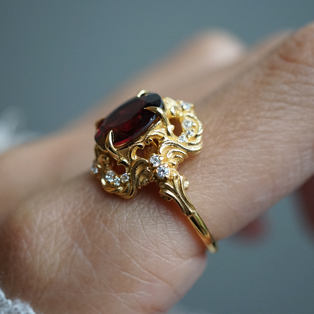 Garnet Sonata Diamond Ring in 14K and 18K Gold