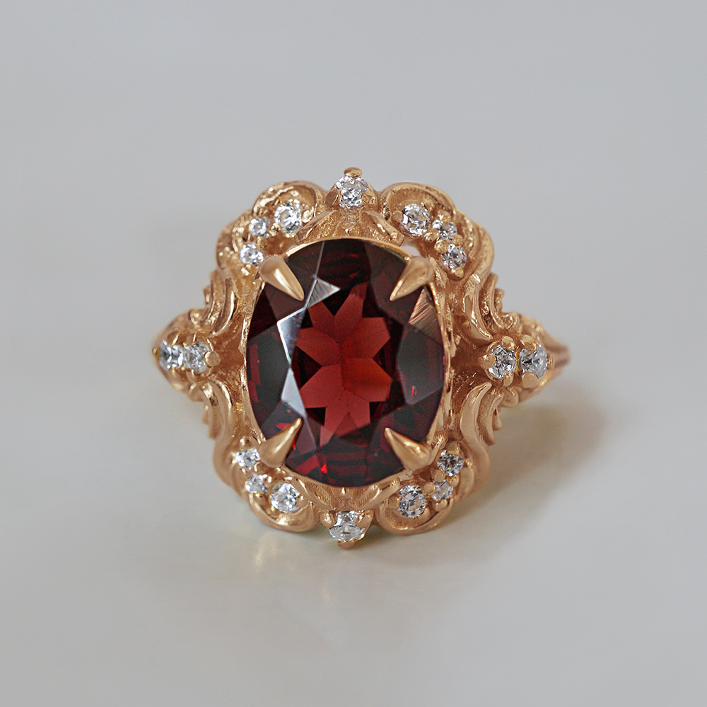 Garnet Sonata Diamond Ring in 14K and 18K Gold