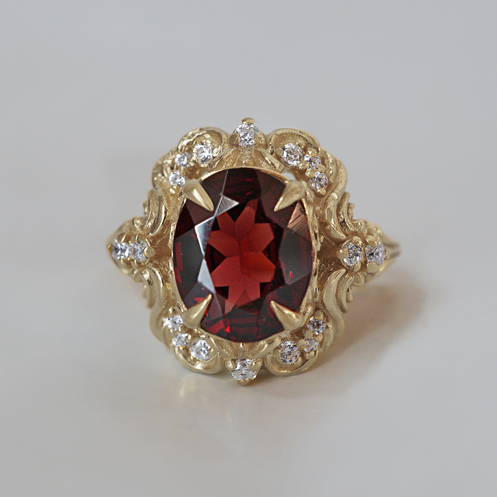Garnet Sonata Diamond Ring in 14K and 18K Gold
