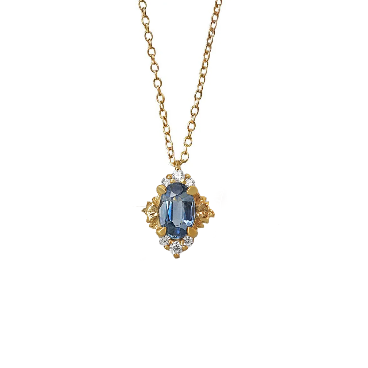 Song Of Midnight Sapphire Necklace in 14K Gold