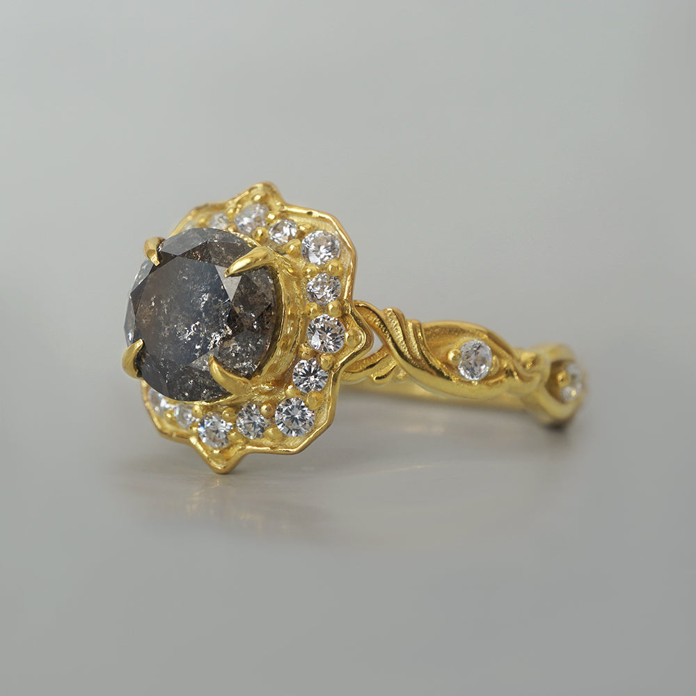 Salt & Pepper Diamond Vita Noire Diamond Ring in 14K and 18K Gold