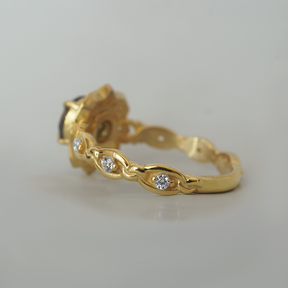 Salt & Pepper Diamond Vita Noire Diamond Ring in 14K and 18K Gold