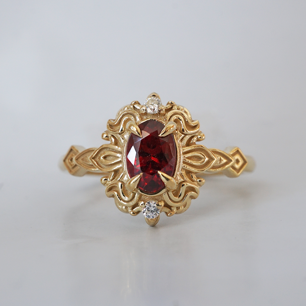 Limited Edition: Red Spinel Faith Diamond Ring in 14K and 18K Gold