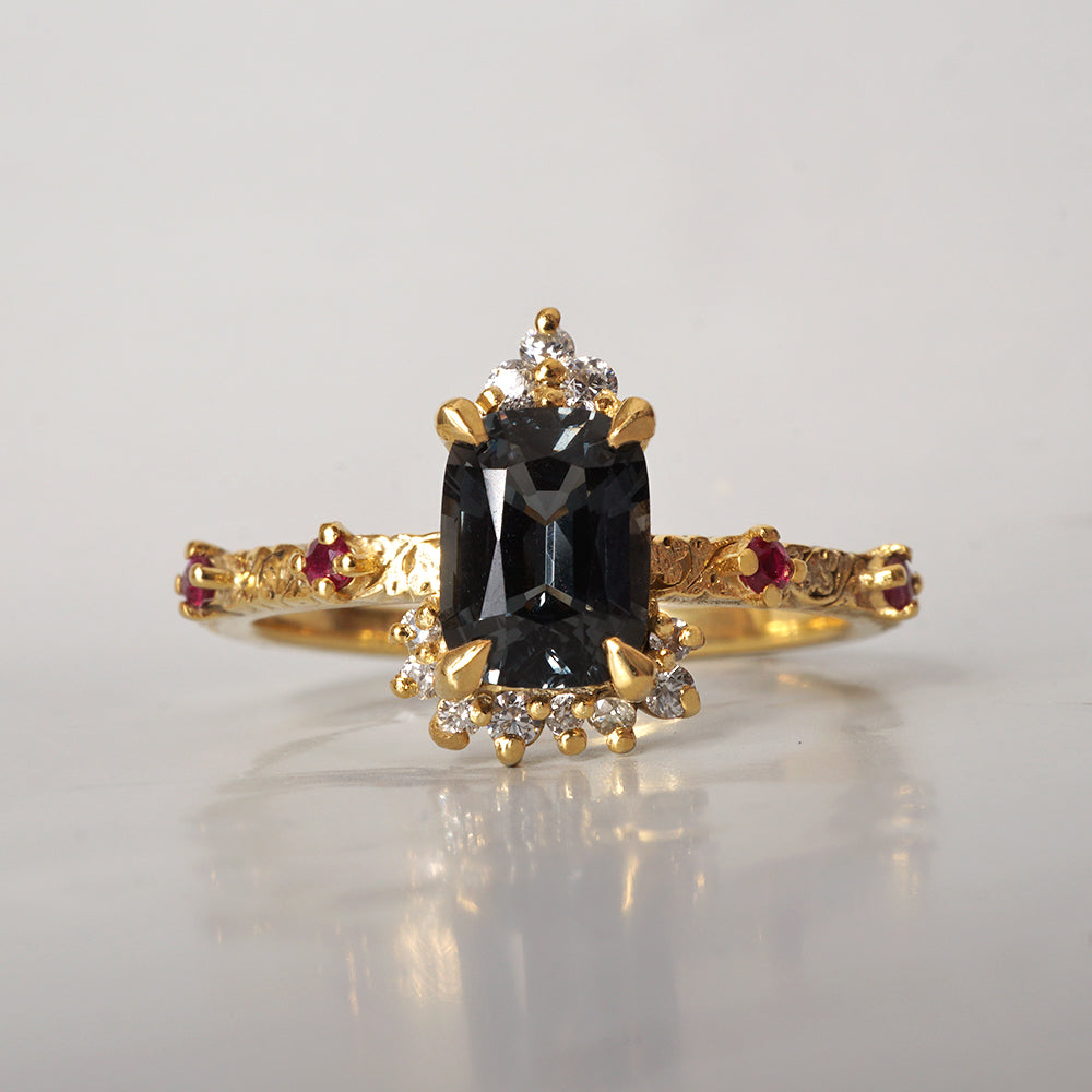 Mystique of the Nile Metallic Spinel & Ruby Ring in 14K and 18K Gold