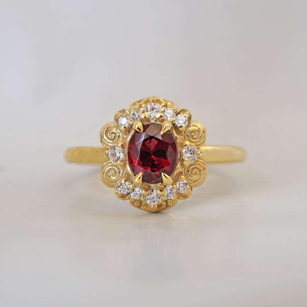 Red Spinel Rosaire Ring in 14K and 18K Gold