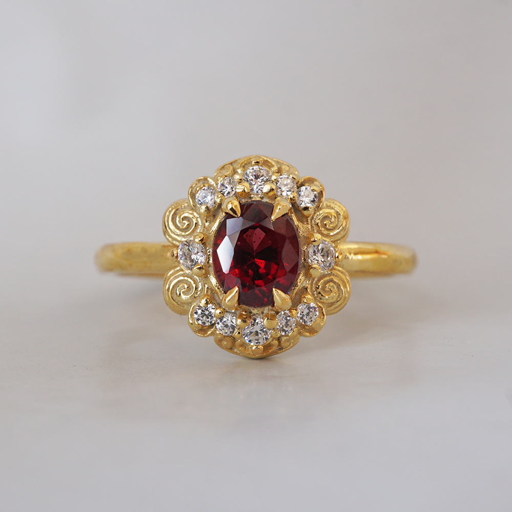 Red Spinel Rosaire Ring in 14K and 18K Gold