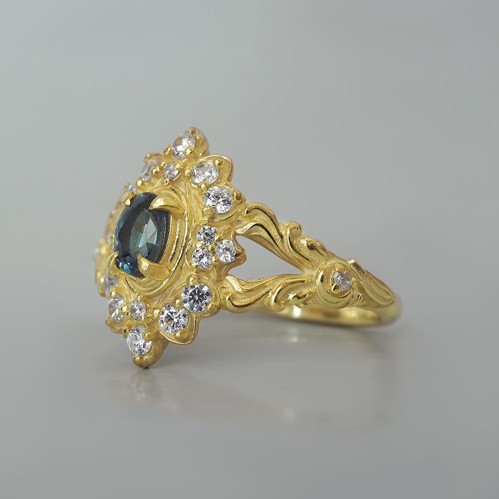One Of A Kind: Starry Muse Alexandrite Diamond Ring in 14K and 18K Gold