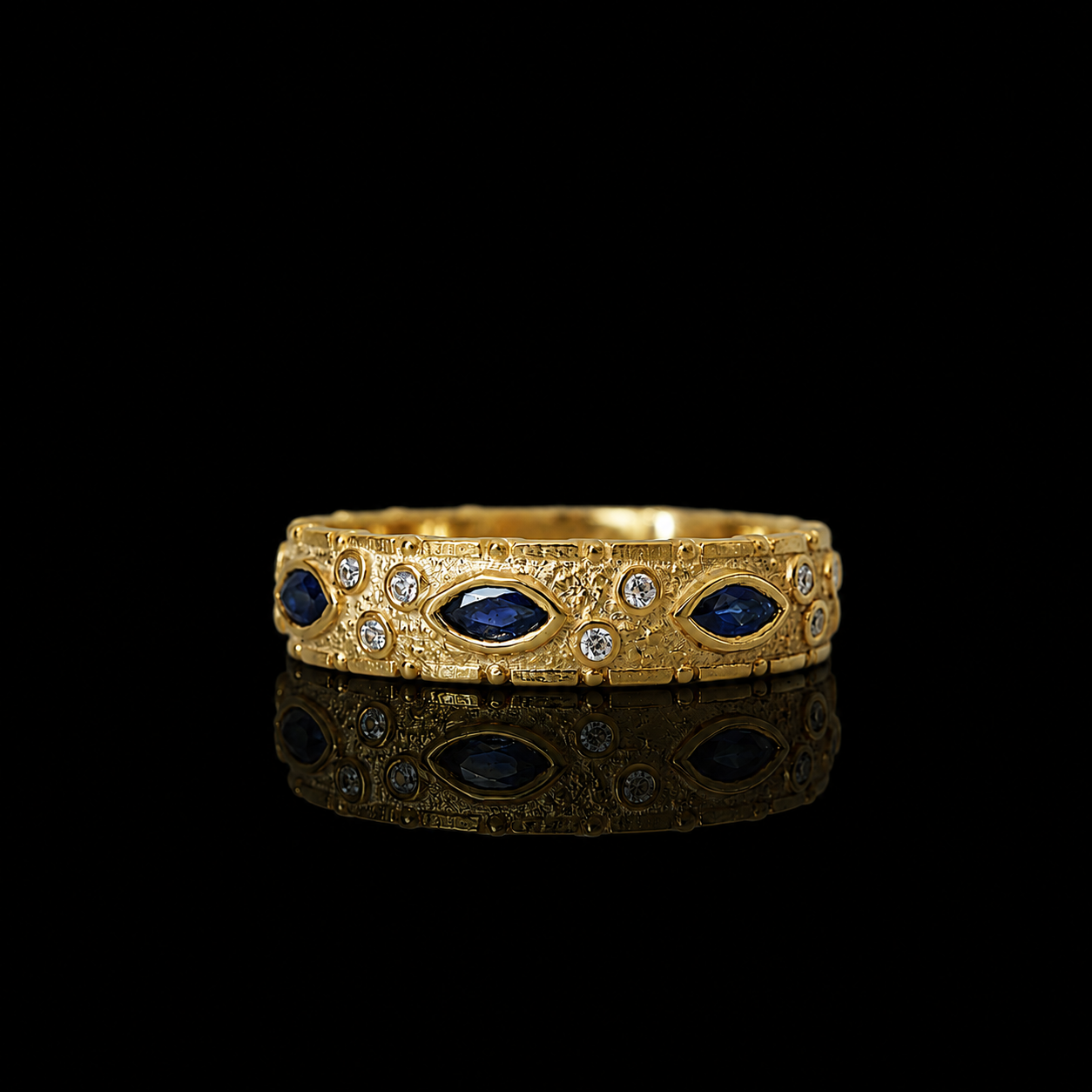 Strata Marquise Sapphire Diamond Ring in 14K and 18K Gold, 5mm