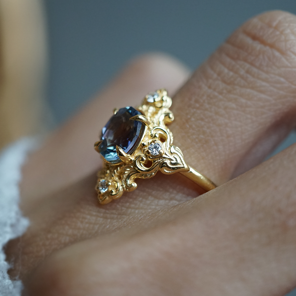 One Of A Kind: Mermaid Tanzanite Diamond Ring in 14K and 18K Gold