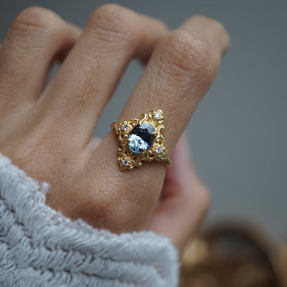 One Of A Kind: Mermaid Tanzanite Diamond Ring in 14K and 18K Gold