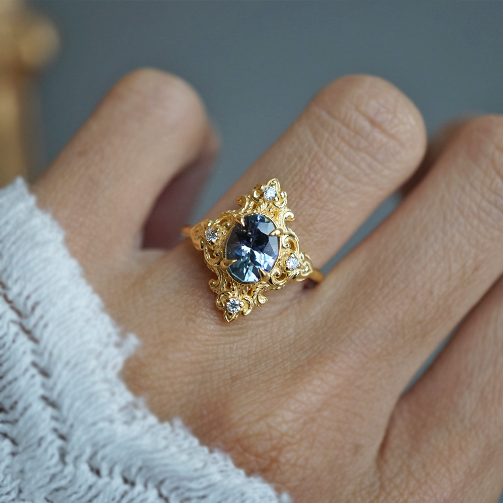 One Of A Kind: Mermaid Tanzanite Diamond Ring in 14K and 18K Gold