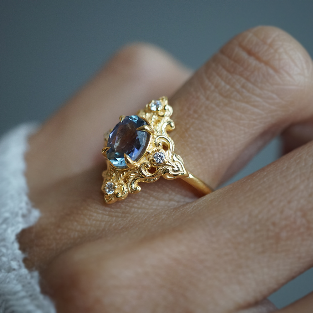 One Of A Kind: Mermaid Tanzanite Diamond Ring in 14K and 18K Gold