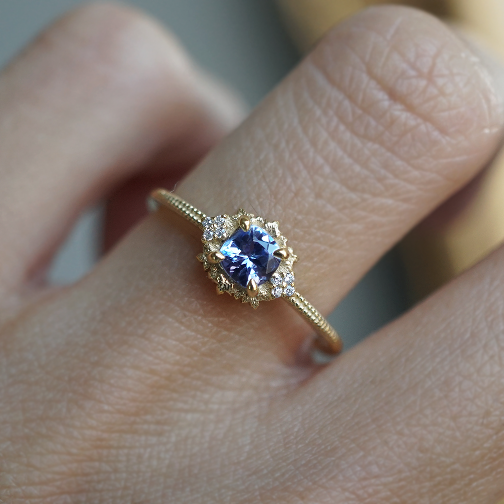 14K & 18K Gold Tanzanite Lyric Ring – Tanzanite & Diamond Leaf 14K & 18K Gold Tanzanite Lyric Ring – Tanzanite & Diamond Leaf