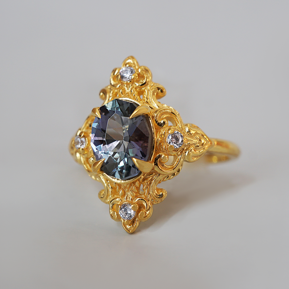 One Of A Kind: Mermaid Tanzanite Diamond Ring in 14K and 18K Gold