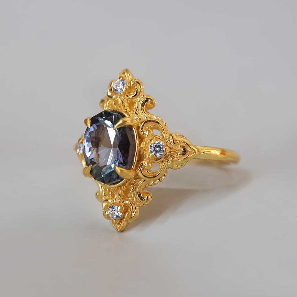One Of A Kind: Mermaid Tanzanite Diamond Ring in 14K and 18K Gold