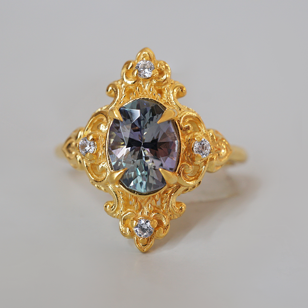 One Of A Kind: Mermaid Tanzanite Diamond Ring in 14K and 18K Gold