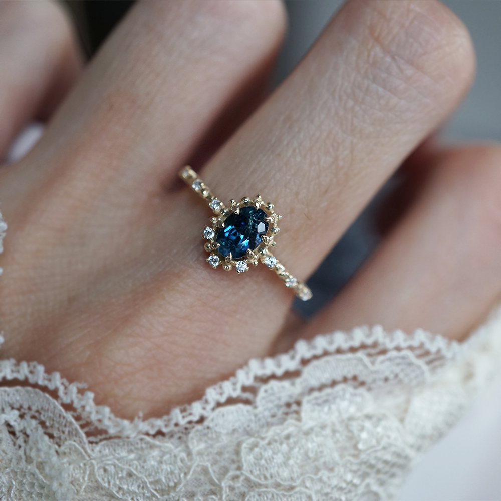 Thalassa Teal Tourmaline Ring in 14K Gold and 18K Gold
