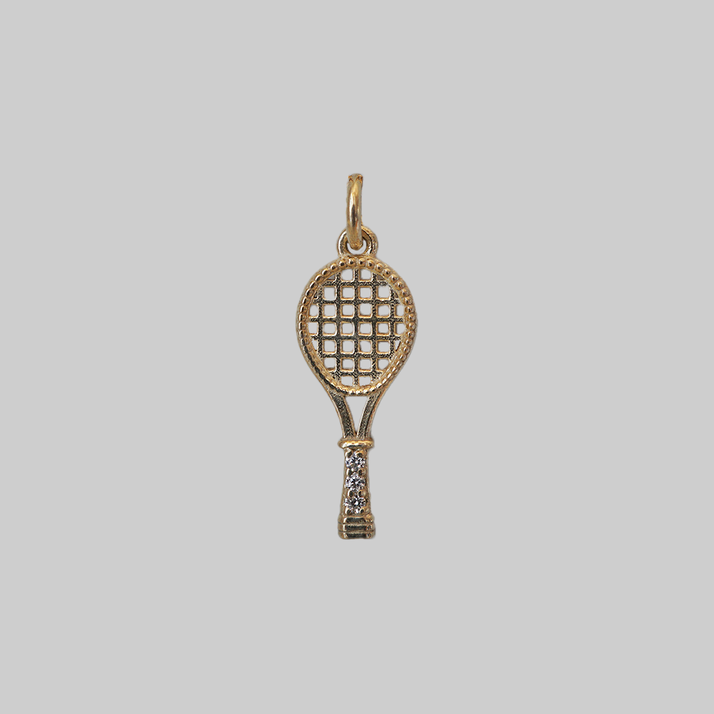 Ace, solid gold tennis racket charm
