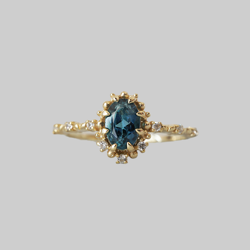 Thalassa Teal Tourmaline Ring in 14K Gold and 18K Gold