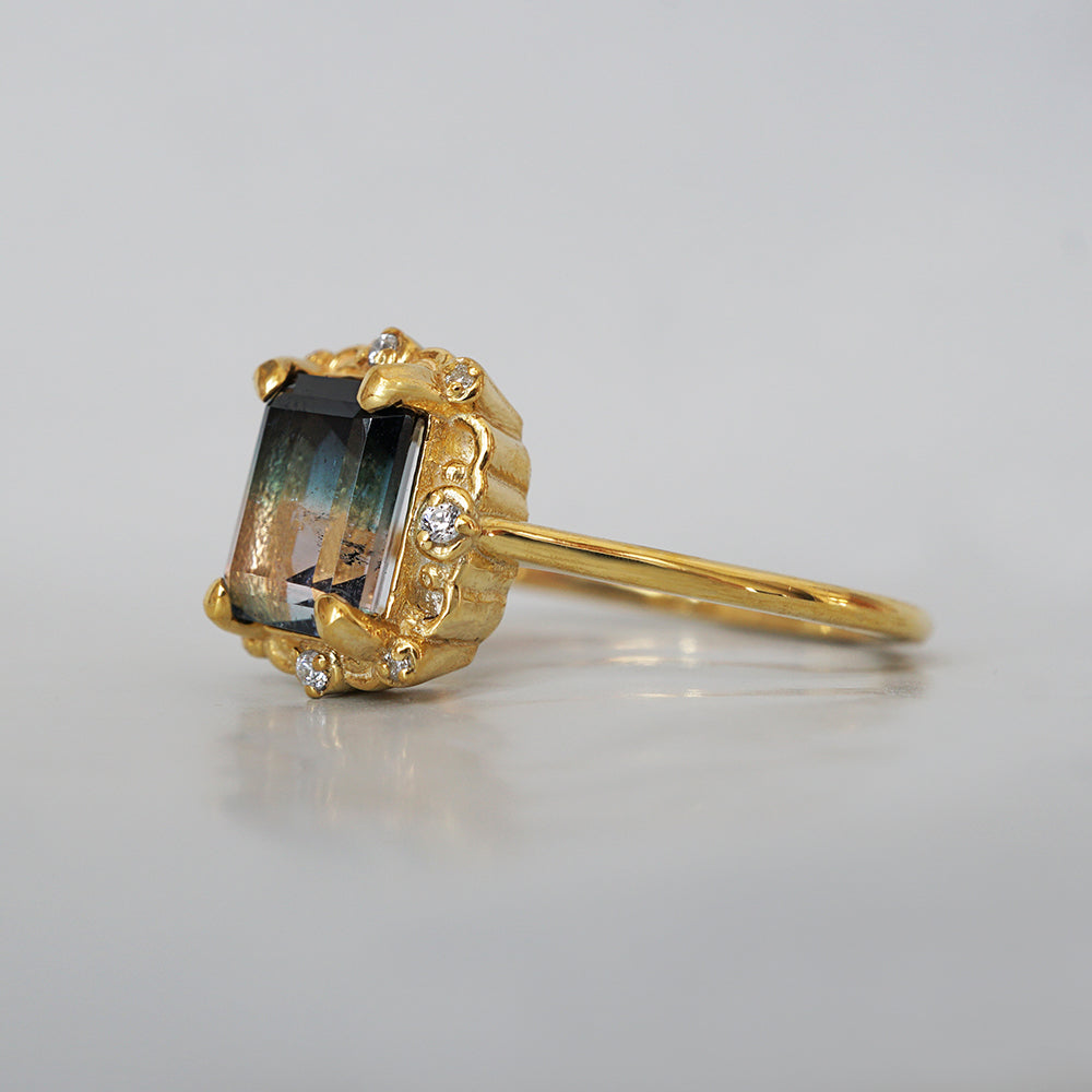 Limited Edition: Bicolor Tourmaline Nightfall Diamond Ring in 14K and 18K Gold
