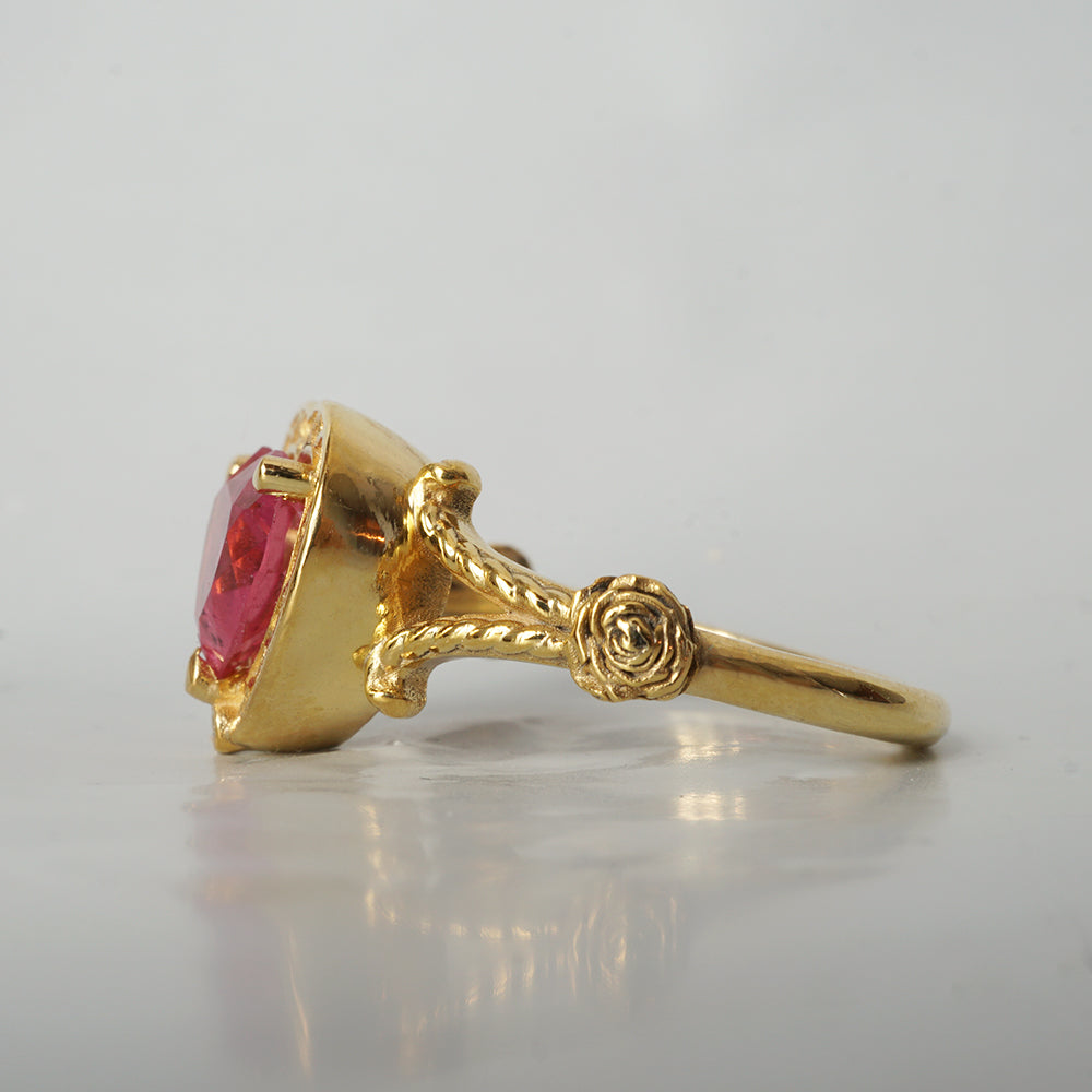 One Of A Kind: Gothic Pink Tourmaline Heart Ring in 14K and 18K Gold