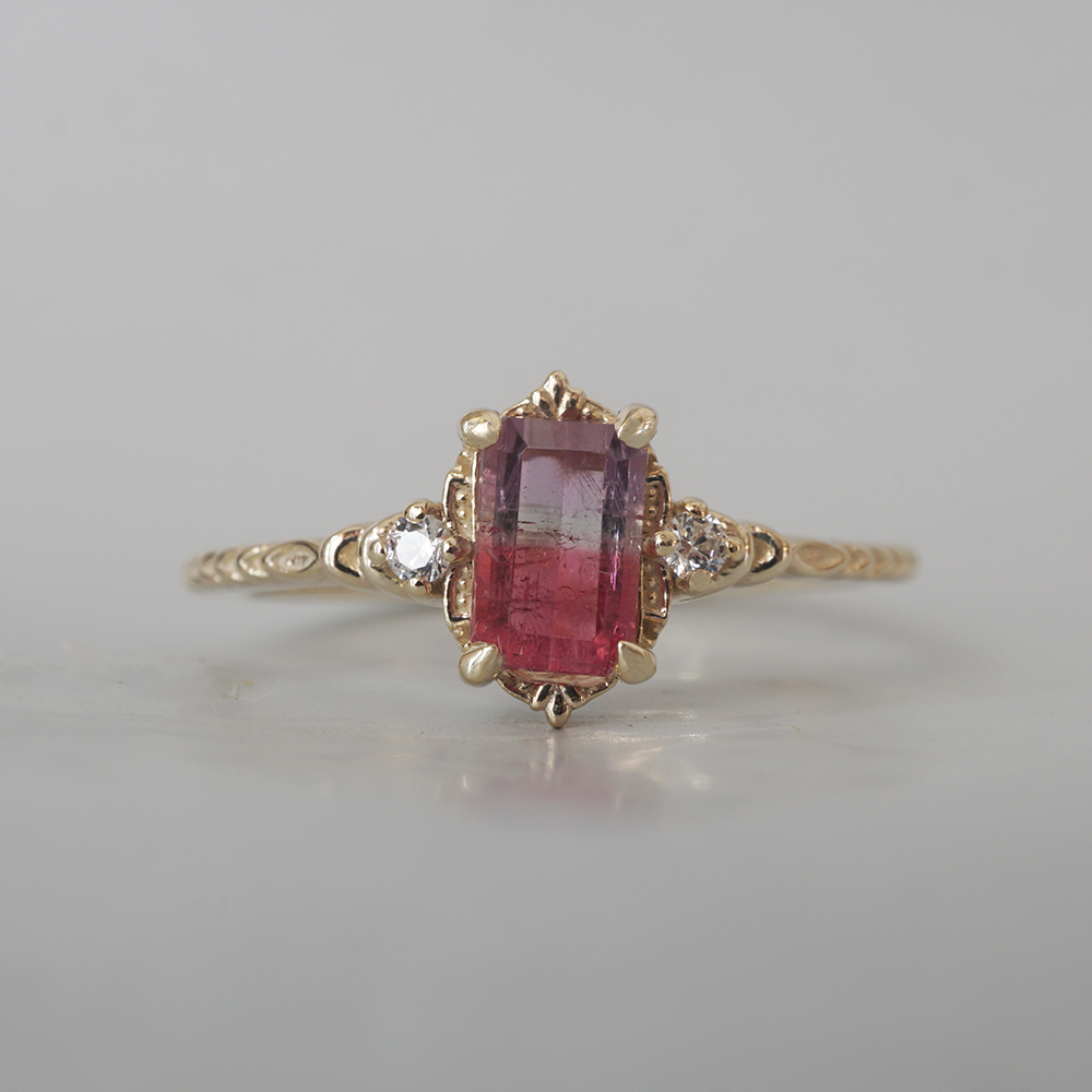 Limited Edition: Rosewater Bicolor Tourmaline Ring in 14K and 18K Gold