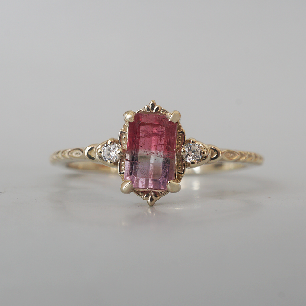 Limited Edition: Rosewater Bicolor Tourmaline Ring in 14K and 18K Gold