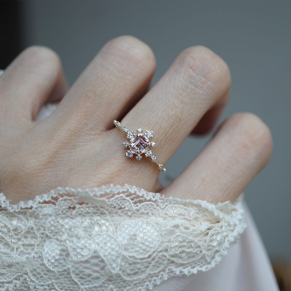 One Of A Kind: Tourmaline Blush Stardust Ring in 14K and 18K Gold