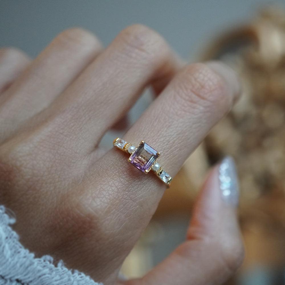 One Of A Kind: Watermelon Tourmaline Pearl Persian Diamond Ring