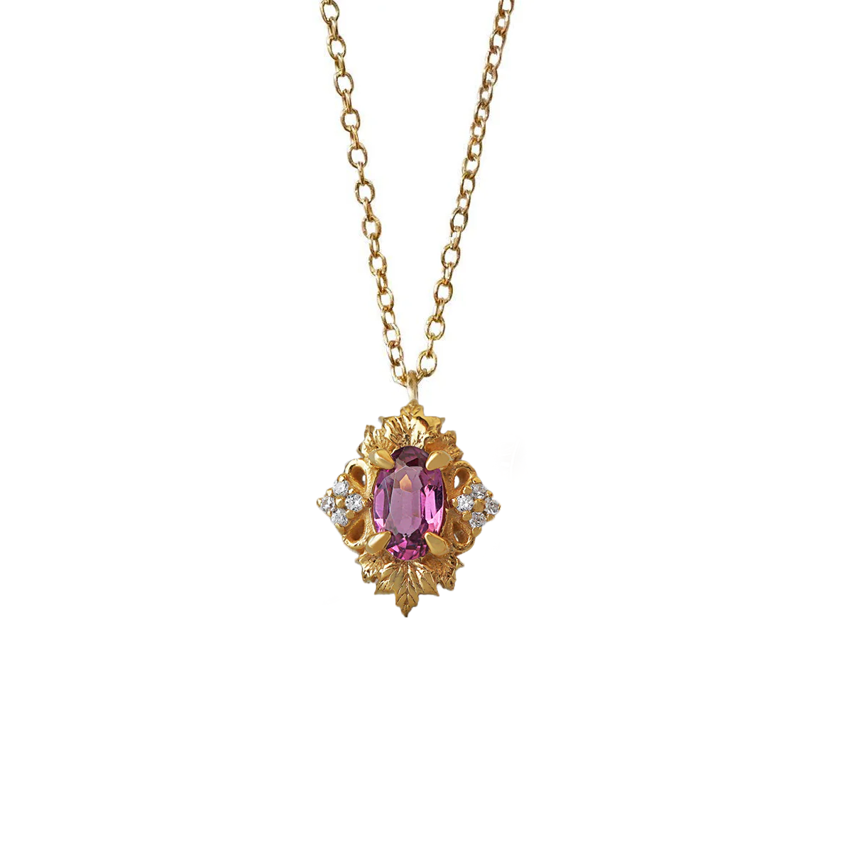 Whispers Of Rose Violet Sapphire Necklace in 14K Gold
