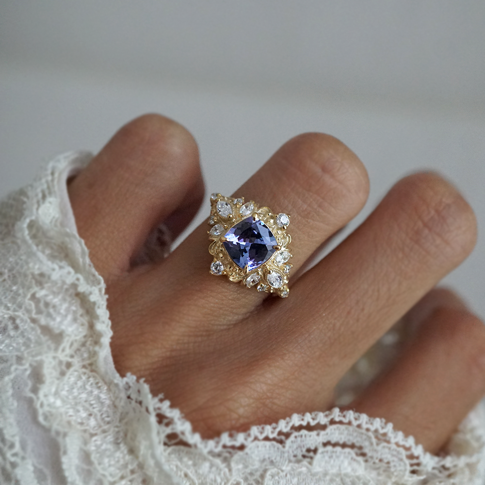 One Of A Kind: Wisteria Dream Tanzanite Diamond Ring in 14K and 18K Gold