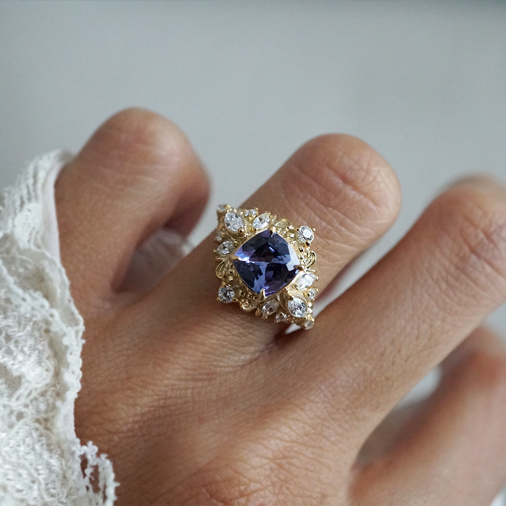 One Of A Kind: Wisteria Dream Tanzanite Diamond Ring in 14K and 18K Gold