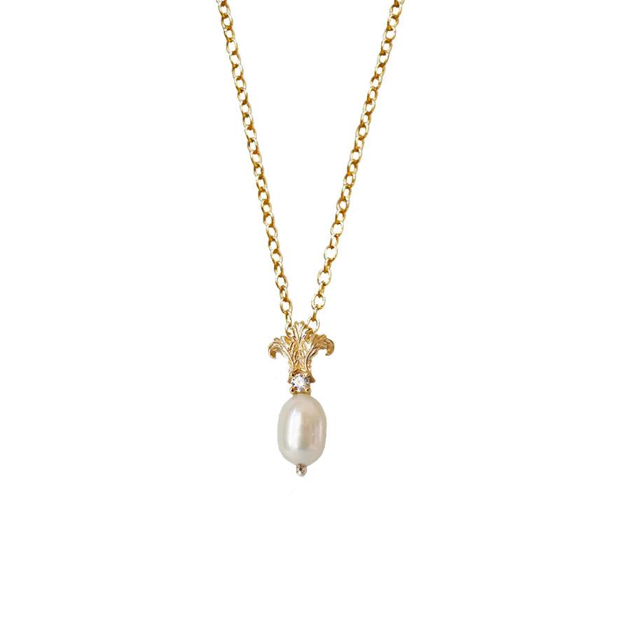 14K Acanthus Pearl Necklace - Tippy Taste Jewelry