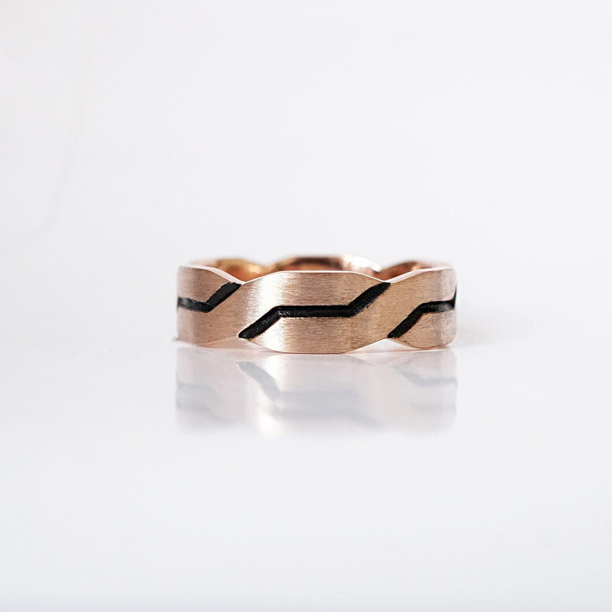 Zig Zag Ring in Sterling Silver and 14K Gold, 7mm