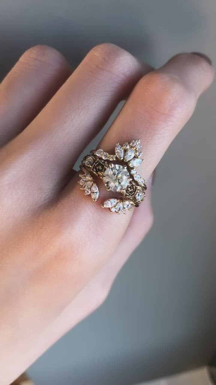 salt and pepper diamond flower ring