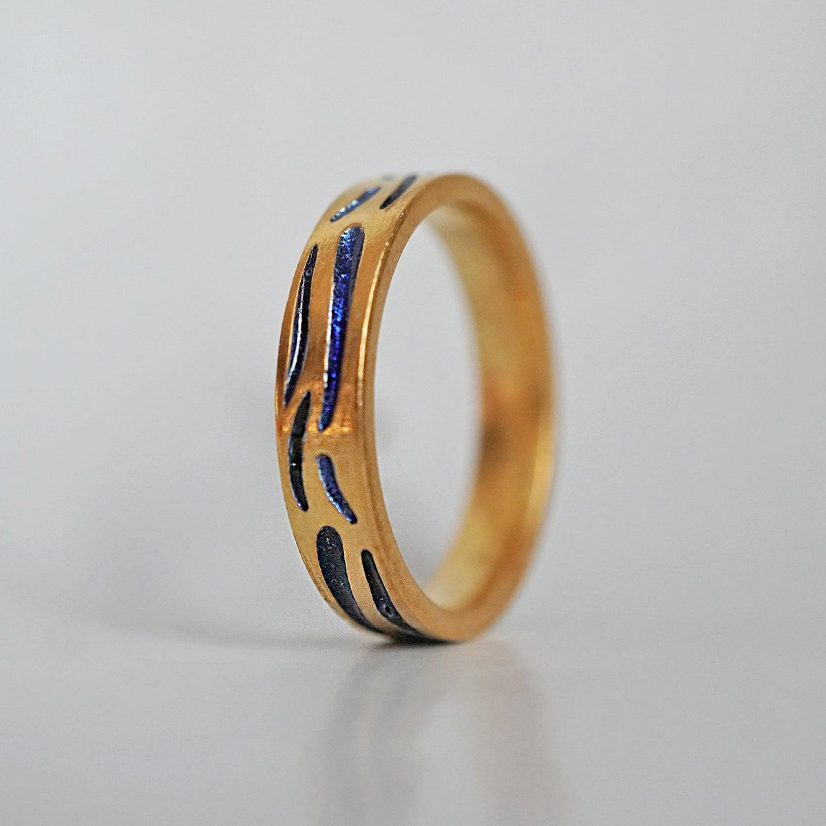 Enamel Ring Band in Sterling Silver and 14K Gold, 3mm