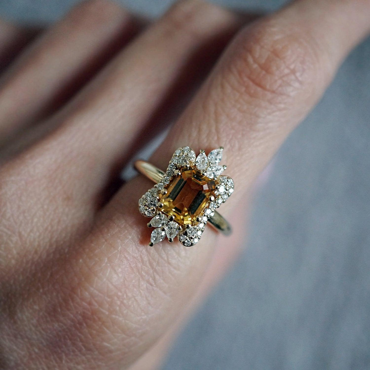 Eleanor Diamond Ring (Citrine/Morganite) - Tippy Taste Jewelry